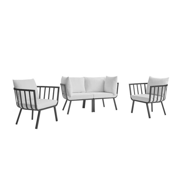 Modway Furniture Riverside Outdoor Patio Aluminum Set, Gray White - 4 Piece EEI-3787-SLA-WHI